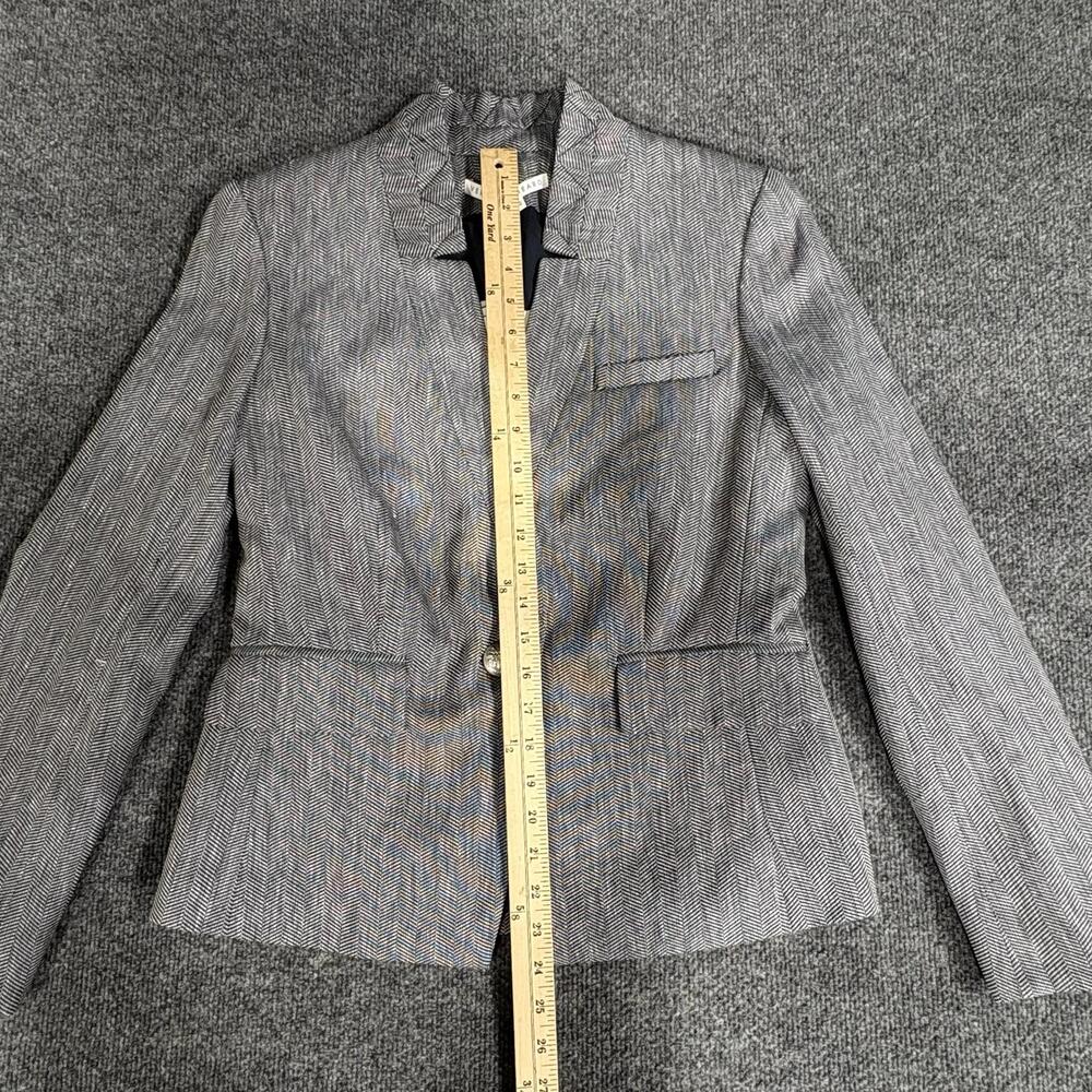 Veronica Beard Blazer Womens 8 Blue Farley Dickey Jacket Herringbone Linen - Picture 12 of 16